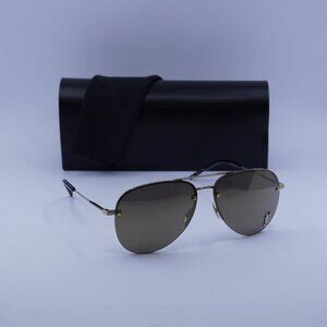 Saint Laurent CLASSIC 11 M 004 Aviator Sunglasses - Gold/Brown Mirror